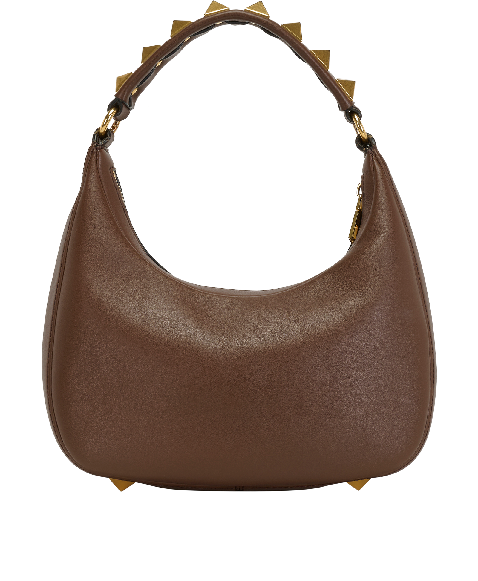 V Logo Studded Shoulder Bag, &pound;550, Handbags, Brown, Leather, Back view